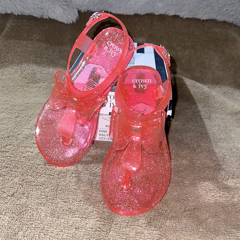 Crown & Ivy Girls Pink Baly Jelly Sandals Size 12 “NEW”